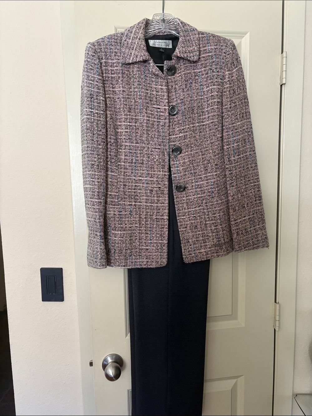 Tahari Pink Multi-Tone Tweed Blazer